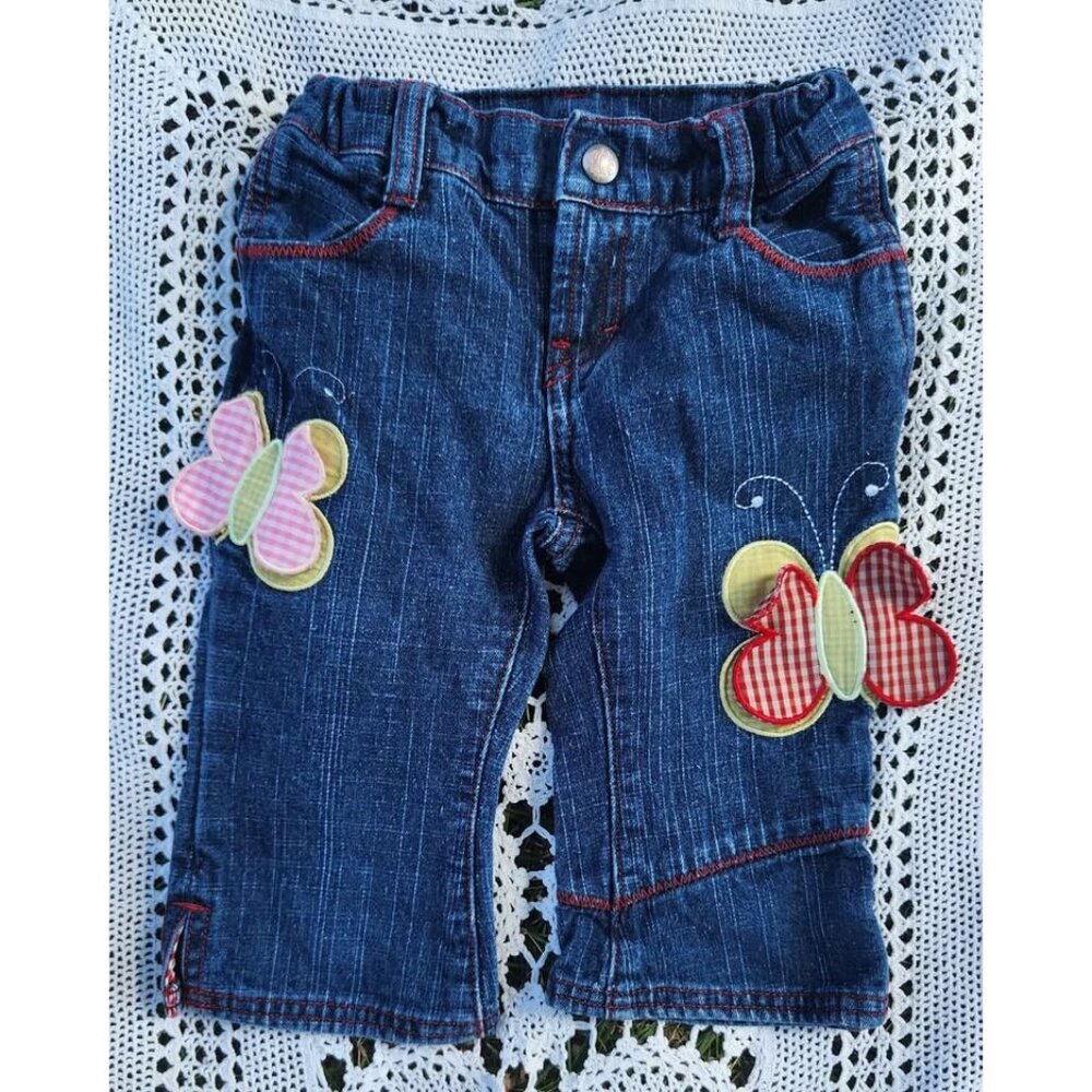 Vintage little levis size 2, y2k fabric tag, cotton, big butterflies